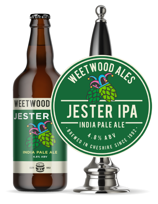 Jester IPA Description Weetwood Ales 1 Weetwood Ales Jester IPI Indian Pale Ale bottle and pump