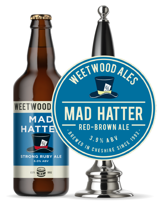 Weetwood Ales Mad Hatter Strong Ruby Ale bottle and pump