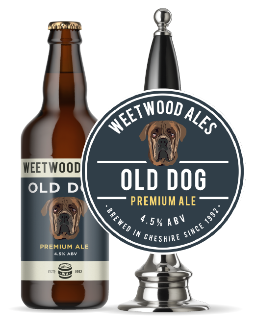 Weetwood Ales Old Dog Premium Ale bottle and pump